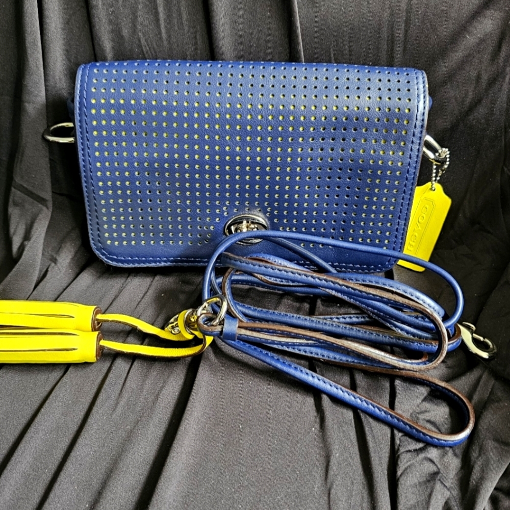 Coach Legacy Penny Crossbody – Blue & Yellow – Like New